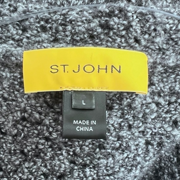 ST. JOHN YELLOW LABEL CHARCOAL GRAY MELANGE OPEN KNIT CARDIGAN - Picture 10 of 13